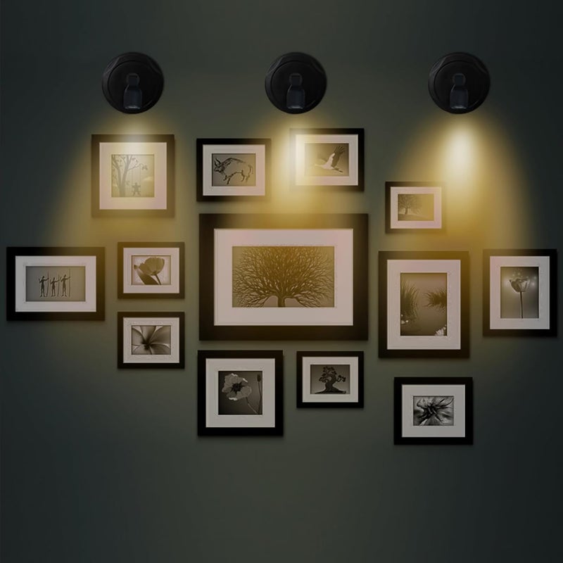 BERGUSTCH Battery Operated LED Spotlight, Picture Spot Lights, Indoor Uplighting, Puck Lights with Remote, Plants Tree Spotlight, Display Light for Paintings Dartboard Portrait Frame-Black - Image 5